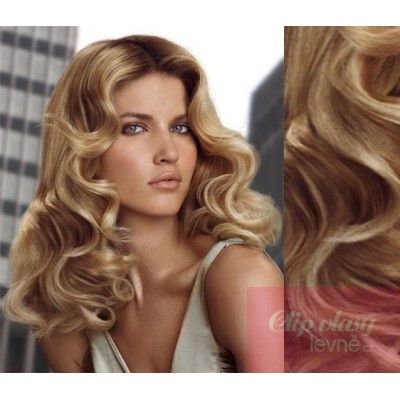 Wellige Clip In Haare 53cm Remy 100% Menschenhaar - naturblond/hellblond