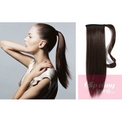 60 cm Clip-In-Pferdeschwanz/Zopf 100% japanische Kanekalon-Fasern gerade – dunkelbraun