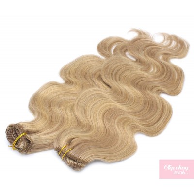 Wellige Clip In Maxi Set 53 cm Remy 100% Menschenhaar - naturblond/hellblond