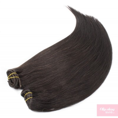 63 cm Remy Clip In Maxi Set, 100% Menschenhaar europäischen Typs - schwarz natürlich