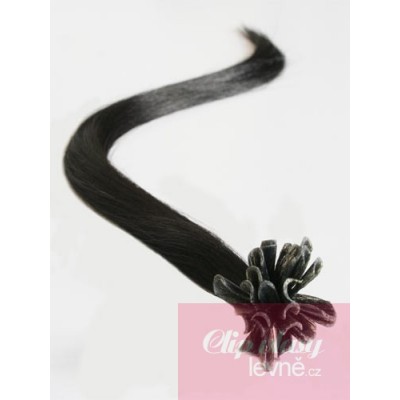 40 cm, Haar europäischen Typs für die Keratinmethode - schwarz natürlich