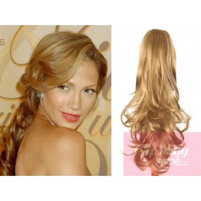 60 cm langer Clip-In-Pferdeschwanz/Zopf 100% japanische Kanekalon-Fasern lockige – naturblond/hellblond