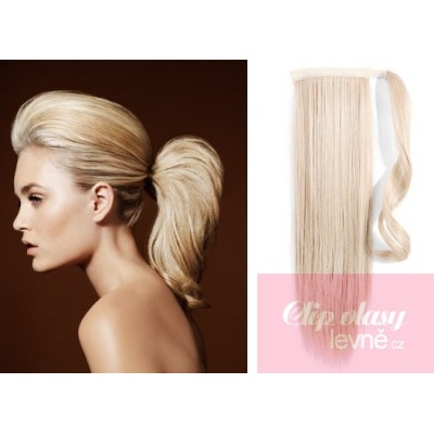 Clip-Pferdeschwanz/Zopf aus 100% Remy-Menschenhaar, 50 cm, gerade - platinum