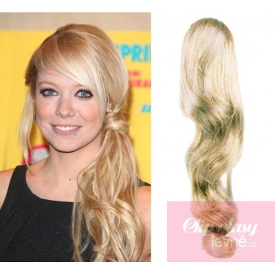 Clip-Pferdeschwanz/Zopf aus 100% Remy-Menschenhaar, 60 cm, wellig - platinum