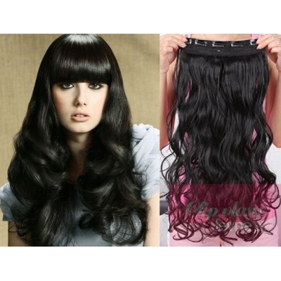 53cm Remy Clip-In Haarteil wellig – schwarz