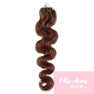 Wellige Haar für die Methoden Micro Ring / Easy Loop 50 cm – helleres braun