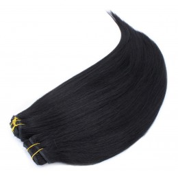 43 cm Remy Clip In Maxi Set, 100% Menschenhaar europäischen Typs - schwarz