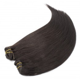 53 cm Remy Clip In Maxi Set, 100% Menschenhaar europäischen Typs - schwarz natürlich