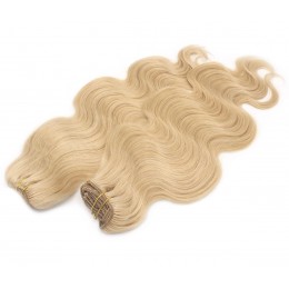 Wellige Clip In Maxi Set 53 cm Remy 100% Menschenhaar - naturblond