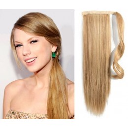 60 cm Clip-In-Pferdeschwanz/Zopf 100% japanische Kanekalon-Fasern gerade – naturblond/hellblond