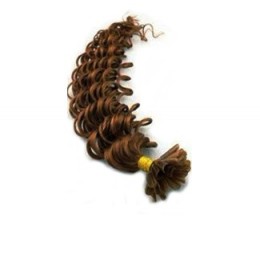 Lockiges 50 cm Haar europäischen Typs für die Keratinmethode - helleres braun